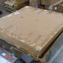 KEIKI 43.3" Round Dining Table for 4-6, Modern Kitchen Table with Glossy Sintered Stone Top, Pleated PU Leather Iron Pedestal, Adjustable Feet, White