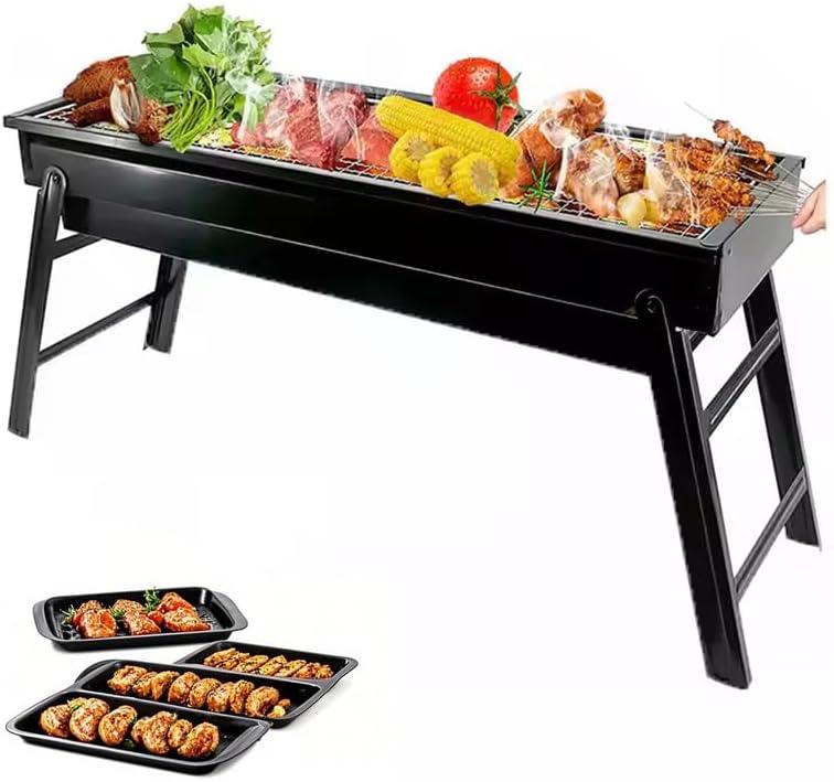 Barbecue Charcoal Grill, 24 BBQ Grill Folding Portable smoker Grill for Outdoor Cooking Camping Picnics Beach
