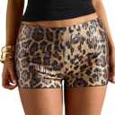 MakeMeChic Women's Cheetah Print Shorts Y2K Sequin Leopard Mini Micro Shorts (Coffee Brown) S