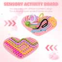 Sensory Activity Board Sensory Toys for Kids Calming Fidget Toy for Stress Relief,Anxiety,ADHD,Silent & Mess-Free,Autism Sensorys Products for Kids 3+ & Adults,Travel Activity Toys (Pink Heart Shape)