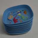 Wheat Poly Square Plate - Blue Dinosaur 9pcs