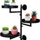 Rotating Window Plant Shelves with Adjustable Knobs, 3 Tiers Metal Wall Shelf for Plants Indoor, Sturdy Hanging Plant Holder, Window Wall Decor & Gardening Gifts (Black)