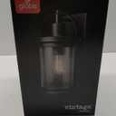 Xavier 1-Light Matte Black Hardwired Outdoor Indoor Wall Lantern Sconce with Seeded Glass Shade