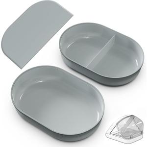 Bowl & Mat Set for Automatic Microchip Cat Pet Feeder, Sealing Ring Design for Keeping Food Fresh and Reducing Odor, Easy to Clean(Grey)