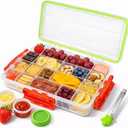 Snackle Box Container - Charcuterie Board with Lid & Handle, BPA-Free Snack Box Container with Adjustable Snack Containers, Portable Food Storage Organizer for Travel, Picnic, or Parties
