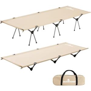 Adjustable Camping Cot for Adults – Ultralight Folding Bed, Heavy Duty 330lbs, Portable Outdoor Backpacking Cot for Camping, Hiking, Travel, Tent, Beach, Truck, Office Nap, Khaki