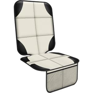 Car Seat Protector 1 Pack Car Seat Cushion Mat Thickest Padding,Waterproof 600D Fabric Car Seat Covers for Non-Slip Backing Mesh Pockets for Baby and Pet (Beige, 1 Pc)