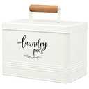 PERFNIQUE Laundry Pods Container with Magnetic Lint Bin for Laundry Room, Modern Farmhouse Laundry Pods Holder with Lid for Laundry Room Decor and Accessories, Large&Small Lint Trash Can Set