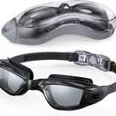 Aegend Swim Goggles, Swimming Goggles No Leaking Full Protection Adult Men Women Youth, Black-color Lens