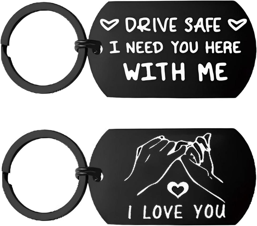 3 x Drive Safe Keychain Gift for Him Husband Boyfriend from Wife Girlfriend | I Need You Here With Me I Love you Gifts, Birthday Anniversary Christmas Valentine’s Day
