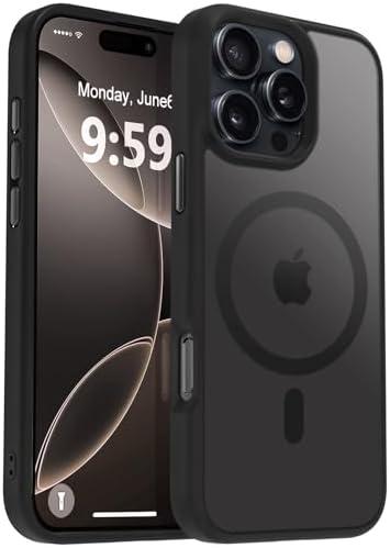 2 Pack MOCCA Strong Magnetic for iPhone 16 Pro Max Phone Case, [Compatible with Magsafe][16FT Mil-Grade Drop Protection] Slim Thin Translucent Matte Protective Cover Case for iPhone 16 Pro Max Case, Black