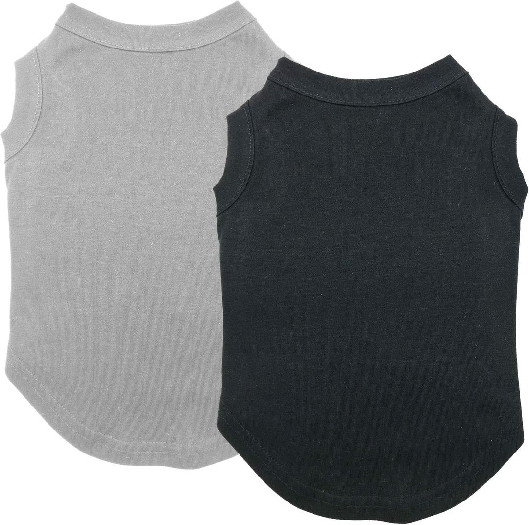 Chol&Vivi Dog Shirt Clothes, 2pcs Shirt for Large Size Dog, Blank Pet Cotton Sleeveless Apparel Soft and Lightweight, Tank Top for All Breeds, Black and Grey, XXX-Large (XXXL (29" Chest))