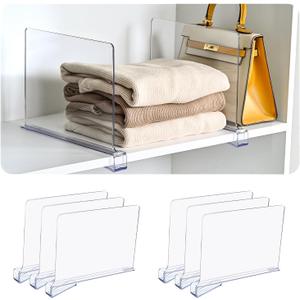 Shelf DividersVertical Purse Organizer for ClosetThickened and Sturdy Shelf Organizer for Sweater, Shirts, Handbags,8" Tall x 11" (6 Pcs)