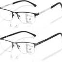 LianSan Premium Progressive Multifocus Reading Glasses Men - No-Line Aluminum Trifocal Blue Light Blocking Computer Readers