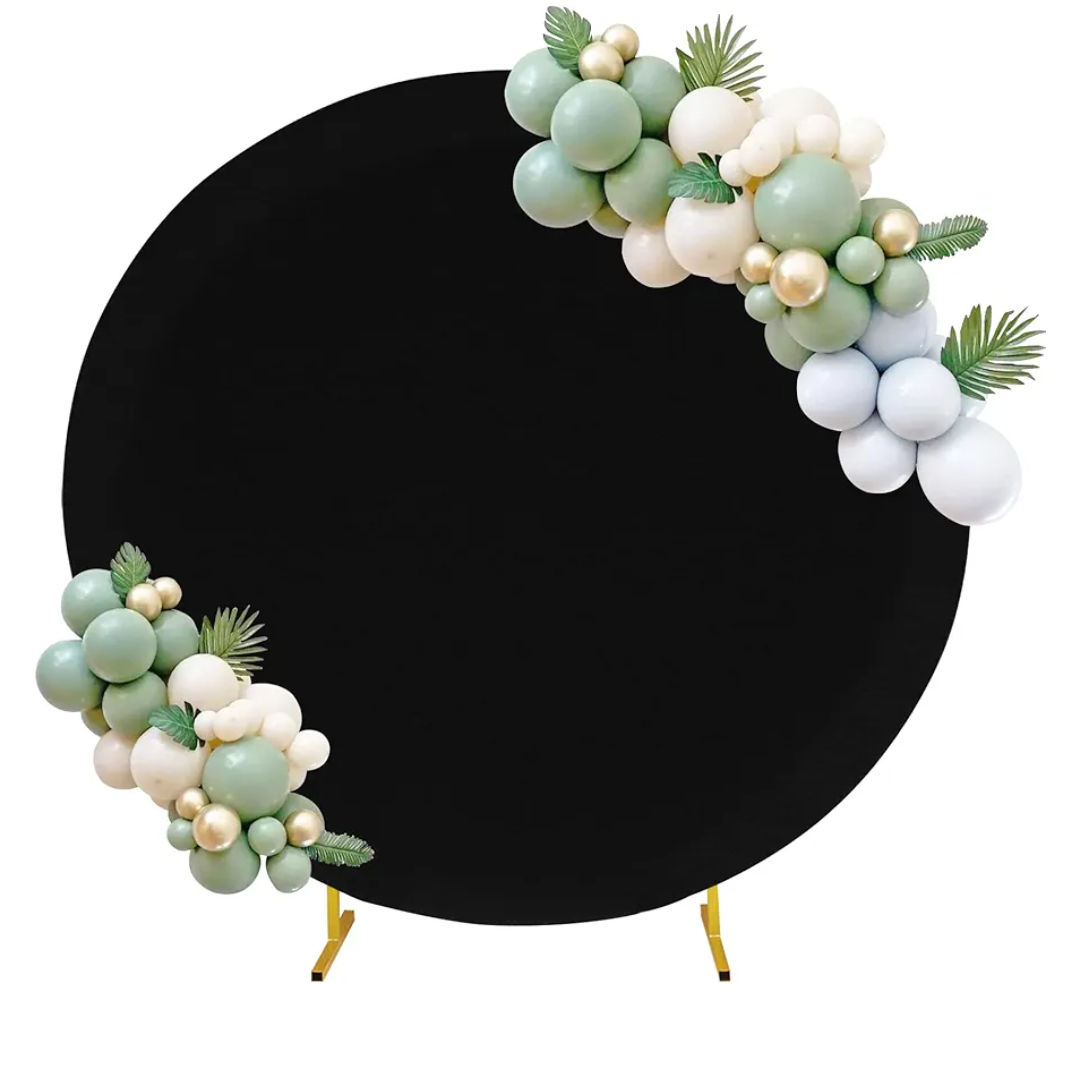 6.6FT Round Spandex Fitted Wedding Arch Cover for Circle Arch Stand, Thick Spandex Fabric Adjustable Round Arch Backdrop Cover for Wedding Birthday Party Baby Bridal Shower Decor（Black）