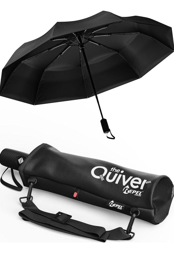 REPEL Windproof Travel Umbrella - Compact & Withstands Winds up to 85MPH , Strongest Premium Auto Folding Umbrella for Rain and Sun - Durable, Light & Portable for Women & Men , Fits Backpack & Cars