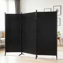 Room Divider 3-Panel Privacy Screen, Portable Screen Steel Frame with Hook&Loop for Home, Office, Classroom, Studio, Meeting (Black)