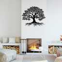 VTHTA Large Tree of Life Metal Wall Art,Tree Wall Sign for Living Room Bedroom Indoor Outdoor Garden Home Decoration (Black, 28" Wx24 H/70x61cm, Metal Wall Art)