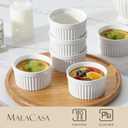 MALACASA Ramekins 8 oz Oven Safe, Porcelain Creme Brulee Ramekins Pudding Custard Cups Ceramic Souffle Dishes Ramakan Ramiken Ramicans Baking Bowls Set of 6, White, Series RAMEKIN-DISH
