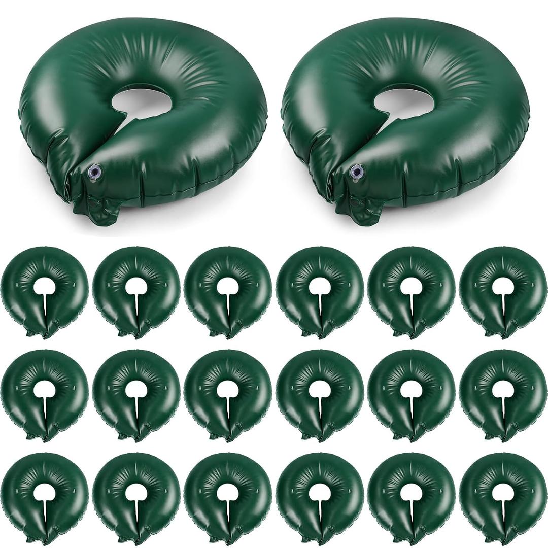 Mumufy 20 Pack Tree Watering Ring Tree Watering Bag 10 Gallon Slow Release PVC Drip Irrigation Water Pouch Automatic Drip System for Planting Gardening Trees and Shrubs, 23.6 Inch (Green)