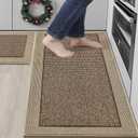 BEQHAUSE Kitchen Rugs and Mats Set of 2 Non-Slip Kitchen Mats for Floor, Absorbent and Stain Resistant Kitchen Runner, Machine Washable Rugs for Kitchen, Laundry & Sink, 20"x32"+20"x48", Taupe