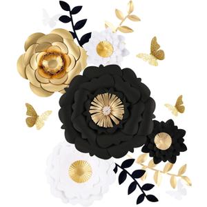 Fonder Mols 3D Paper Flower Decorations(Set of 13, White Black Gold), Giant Paper Flowers for Wedding Backdrop, Graduation Party, Bridal Shower, Halloween Centerpieces, Nursery Wall Decor Fonder Mols 3D Paper Flower Decorations(Set of 13, White Black Gold), Giant Paper Flowers for Wedding Backdrop, Graduation Party, Bridal Shower, Halloween Centerpieces, Nursery Wall Decor