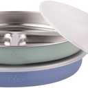 Stainless Steel Divided Plates + Silicone Sleeve and Storage Lid | Baby, Toddler, Kids | Dinner & Snack Plates | 2 Pack (Misty Blue/Sage)