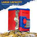ATM Piggy Bank for Boys Girls, Vcertcpl Mini ATM Coin Bank Money Saving Box with Password, Kids Safe Money Jar for Adults with Auto Grab Bill Slot, Great Gift Toy Bank for Kids S Red