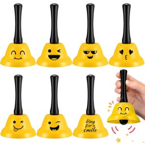 6 Pcs Call Bell Ring Service Hand Bell Smile Ringing for Desk Classroom Hotel Counter Reception Restaurant Food Line, Wedding Events(Yellow)