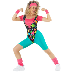 Morph 80s Workout Outfit for Women 90s Retro Workout Outfits 80 s Aerobics Outfit Halloween Costume for Womens, XL