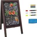 HUAZI Chalkboard Sign 40x20'' Outdoor Chalk Board Signs Sandwich Board Sign Wooden A Frame Sidewalk Sign Large Standing Chalkboard with Liquid & Solid Chalk for Party Wedding Restaurant (Brown)