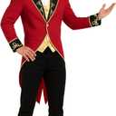 fun shack Ringmaster Costume for Men, Circus Outfit, Carnival Costume for Men, halloween costumes for adults (Medium, Red)