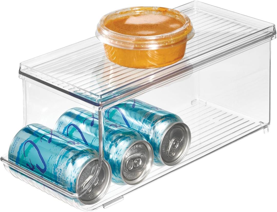 iDesign Soda Can Organizer with Lid for Pantry or Refrigerator - Clear - Made in USA