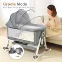 Baby Bassinet, Portable Bedside Bassinet, Twin-Friendly, 4-in-1 Bedside Crib with Waterproof Mattress, Adjustable Height & Locking Wheels for Newborns, Grey