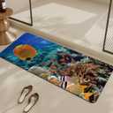 Bathroom Rugs Non Slip Quick Dry Bath mat Rubber Bathroom mat, Super Absorbent Bath mat, Washable Bathroom mat Bath Rugs, Shower Mat Bath Mats for Bath Floor, 16.9x35.4in, Coralline