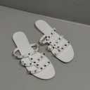 Women Flats Sandals, Studded Jelly Shoes Size 9 Red Dressy Summer Beach Rivets Strappy Jellies Slide Slip On Open Toes (8, White)