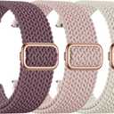 SNBLK 3 Pack 18mm 20mm 22mm Braided Watch Band Compatible with Garmin Vivoactive 5 Watch Bands/ Vivoactive 6/ 3/ 4s, Quick Release Adjustable Elastic Nylon Loop Strap for Venu 3S/ 2S/ Venu 3/ 2 Women Men