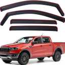 Lightronic Extra Durable Clip-on in-Channel Auto Vent Window Visors, Fits 2019-2023 Ford Ranger SuperCrew, UV-Protection Rain Guards, Original Wind Deflectors, Dark Smoke, 4-Pcs