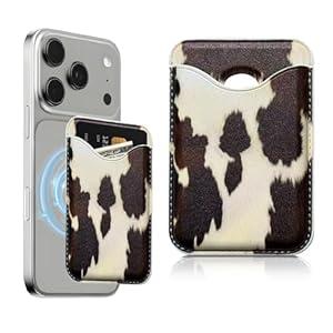 FGHFGO Compatible with Magsafe Wallet Magnetic Phone Card Holder for Phone Case, Cute Leather Stronger Magnetic RFID Phone Wallet for Women Men Brown Cute Cowhide