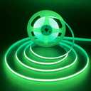 HAMRVL COB LED Strip Lights Green,DC12V 16.4ft/5M 320leds/M CRI90 Flexible LED Tape Lights 8mm, for Indoor Home Cabinet, Bedroom, Kitchen, Stage, Backlight DIY Lighting (Without Power Supply)