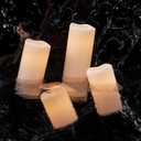Eldnacele Waterproof Flameless Flickering Candles with 6 Hours Timer, Indoor Outdoor White LED Plastic Battery Operated Pillar Candles Pack of 4 Wedding Dinner Home Decor, D3x H4 5 6 8