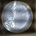 Rubtlamp 100 Pcs Clear Gold Plastic Plates, Hammered Party Plates, Clear Disposable Dessert Plates,Clear Gold Plates 7 Inch, Gold Plastic Dessert Plates Disposable For All Occasions