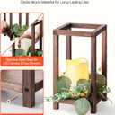 VEVOR 12 Set/36 Pcs Wooden Wedding Lantern Centerpiece, Includes 12 Wooden Lantern Candle Holder 12 Flameless LED Candle 12 Eucalyptus Leaves Wreath for Wedding Table Party Farmhouse Decor, Brown