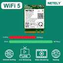 NETELY IEEE 802.11AC WiFi 5 NGFF M2 Interface 1200Mbps WiFi Adapter with Bluetooth 4.2 for Laptop PCs, 2.4GHz 300Mbps and 5GHz 867Mbps NGFF M2 WiFi Card, OEM Lenovo FRU PN: 01AX713 (QCNFA344A)