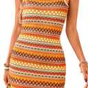 PRETTYGARDEN Womens 2026 Summer Mini Dresses Square Neck Sleeveless Tank Bodycon Striped Boho Sundress Beach Vacation Outfits (XXL)