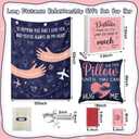 Frienda 7 Pcs Valentine's Day Long Distance Relationship Gifts for Her He Couple Long Distance Blanket Keychain Love Pillow Cover Card Envelope and Box for Girlfriend Women Boyfriend Valentine's Gifts