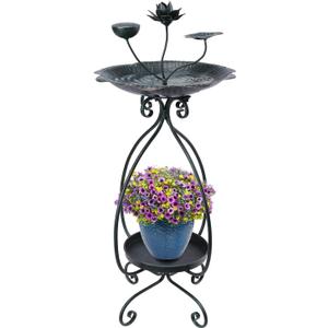 MUMTOP Bird Baths for Outdoors-Metal Outdoor Bird Bath - Vintage Lotus Birdbaths with Flower Planter, Bird Feeders for Outside, Garden, Patio, Lawn Decor (green)