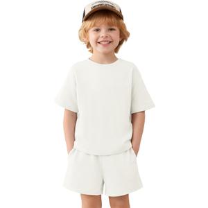 Haloumoning Toddler Baby Boy 2 Piece Outfits Kids Short Sleeve T-Shirts Elastic Waist Shorts Summer Clothing Sets 9M-8Y (5-6 Years)