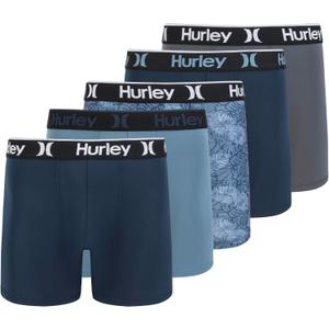 Hurley mens 5 Pack Stretch Boxer Briefs (Large, Dypsis Leaves Combo)
