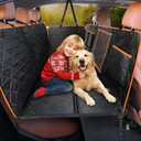 iBuddy Car Seat Cover for Dogs Offer Large Space Hard Bottom Back Seat Extender Support 420LB, Waterproof Dog Hammock Protects Rear Seat from Fur, Scratches and Dirt for Car/SUVs Easy to Clean (BLACK)